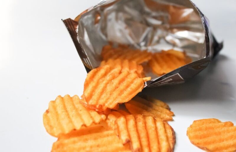Snack de papas fritas empacado con nitrógeno